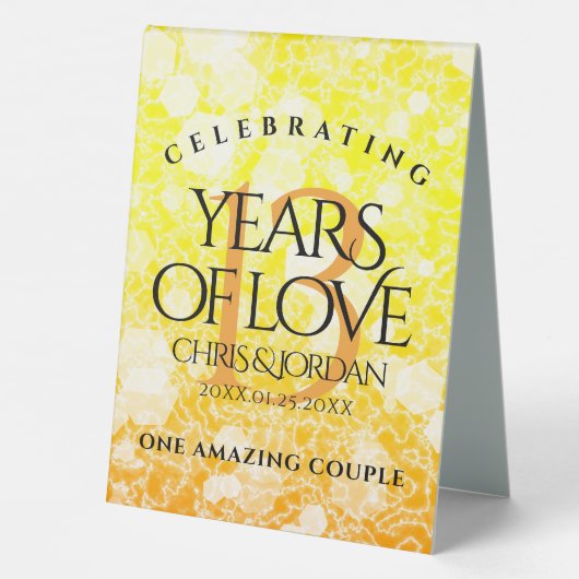 Plaque De Table 13ème anniversaire Mariage de la Citrine (Verso)