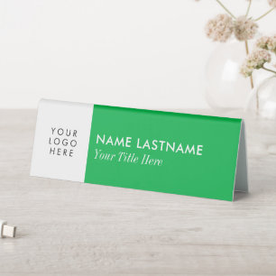 Plaque De Table 1 - Logo Minimal Texte personnalisé Vert brillant
