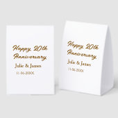 Plaque De Table 20e anniversaire marron doré nom datsimple heureux (Recto/verso)