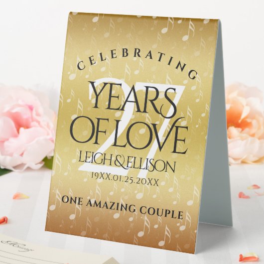 Plaque De Table 27e anniversaire du Mariage de musique (In SItu (Mariage))