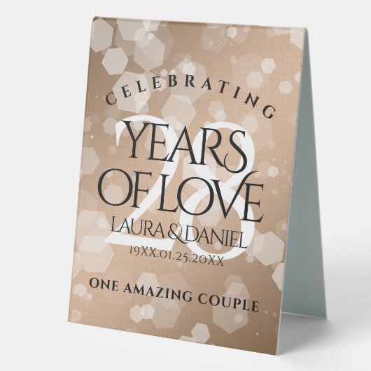 Plaque De Table 28e anniversaire du Mariage de lin élégant (Verso)