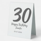 Plaque De Table 30e anniversaire ajouter nom date année noir modèl (Verso)