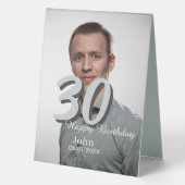 Plaque De Table 30e anniversaire ajouter nom date année photo blan (Verso)