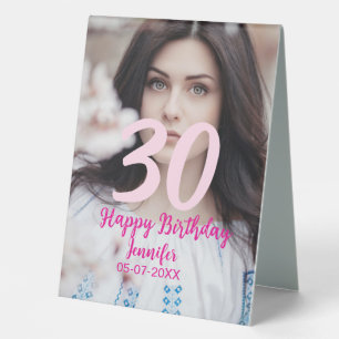 Plaque De Table 30e anniversaire ajouter nom date année photo blan