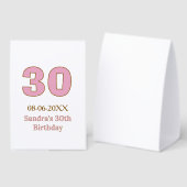 Plaque De Table 30e anniversaire gras rose nom date simple mi (Recto/verso)