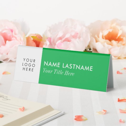 Plaque De Table 3 - Logo Minimum de texte personnalisé Vert Blanc (In SItu (Mariage))