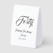 Plaque De Table 40th forty letterbirthday add name date year gray  (Verso)