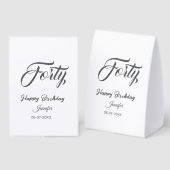 Plaque De Table 40th forty letterbirthday add name date year gray  (Recto/verso)