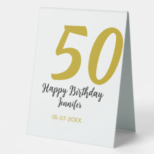 Plaque De Table 50e anniversaire ajouter nom date année noire modè