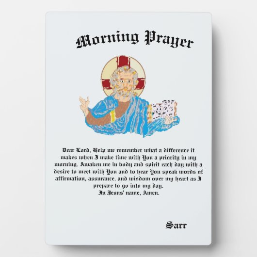 Plaque de table à l'Easel : Prière du matin (Devant)