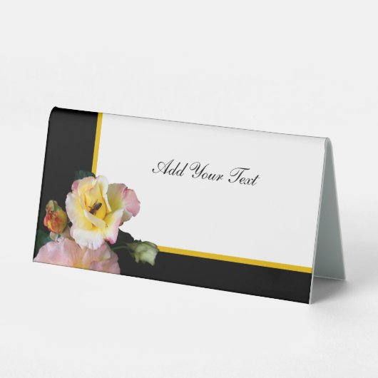 Plaque De Table Abeille sur roses rose jaune Fleurs (Recto)