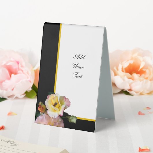 Plaque De Table Abeille sur roses rose jaune Fleurs (In SItu (Mariage))