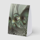 Plaque De Table Abstract Olive Sage Green Gray Fractal Art Fantasy (Verso)