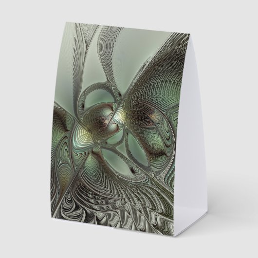 Plaque De Table Abstract Olive Sage Green Gray Fractal Art Fantasy (Recto)