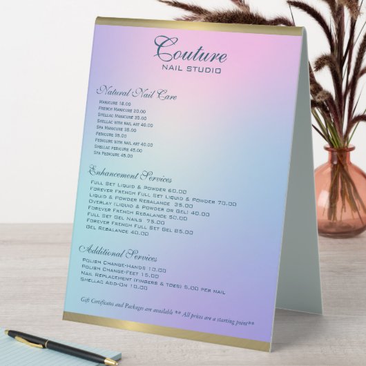 Plaque De Table accent or rose et bleu foncé (En SItu (Tableau))