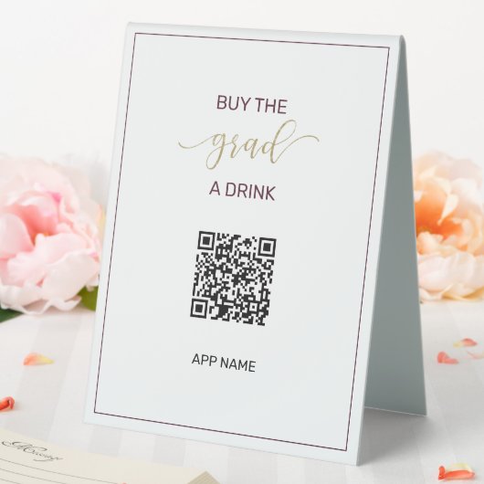Plaque De Table Acheter Grad a Drink QR Code Diplôme photo (In SItu (Mariage))