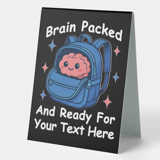 Plaque De Table Adaptable "Prêt pour le cerveau" (Recto)