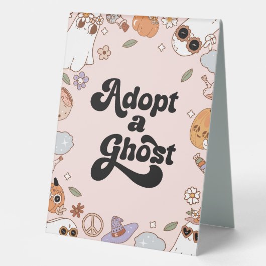 Plaque De Table Adopter un Fête d'anniversaire de Fantôme (Recto)