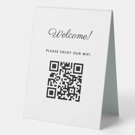 Plaque De Table Affiche de bienvenue WIFI avec code QR (Recto)