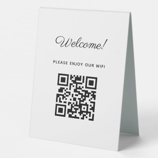 Plaque De Table Affiche de bienvenue WIFI avec code QR (Verso)