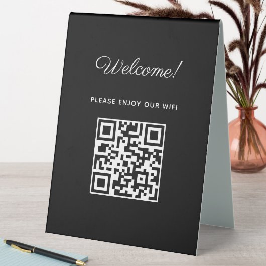 Plaque De Table Affiche de bienvenue WIFI avec code QR (En SItu (Tableau))