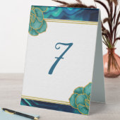Plaque De Table Agate florale turquoise et bleu (En SItu (Tableau))