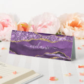 Plaque De Table Agate Violet violet or Votre nom Table Tente Signa (In SItu (Mariage))