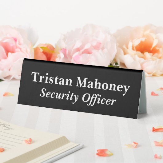 Plaque De Table Agent de sécurité noir (In SItu (Mariage))