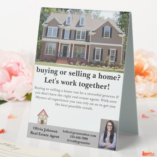 Plaque De Table Agent Immobilier Moderne Panneau Tente Table Perso (In SItu (Mariage))