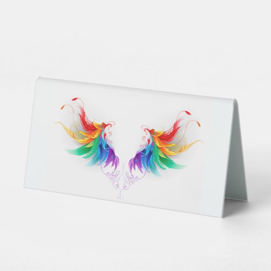 Plaque De Table Ailes fluffy arc-en-ciel (Recto)