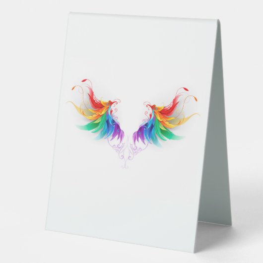 Plaque De Table Ailes fluffy arc-en-ciel (Recto)