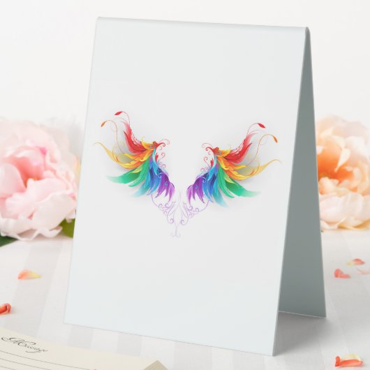 Plaque De Table Ailes fluffy arc-en-ciel (In SItu (Mariage))