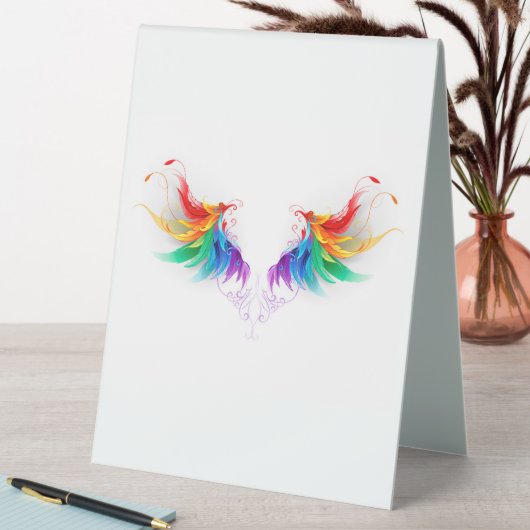Plaque De Table Ailes fluffy arc-en-ciel (En SItu (Tableau))