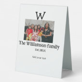 Plaque De Table Ajouter le nom de famille photo année rustique Réu (Verso)