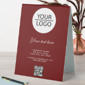 Plaque De Table Ajouter Logo QR Code Custom Text Company Red (En SItu (Tableau))