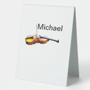 Plaque De Table Ajoutez votre nom texte brun amateur de violon mus