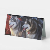 Plaque De Table Alaskien Malamute Snowy Sleigh Ride Noël (Verso)