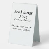 Plaque De Table Alerte d'allergie alimentaire ajouter le nom texte (Verso)