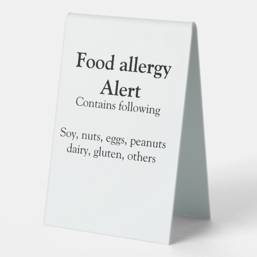 Plaque De Table Alerte d'allergie alimentaire ajouter le nom texte (Verso)