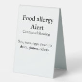 Plaque De Table Alerte d'allergie alimentaire ajouter le nom texte (Recto)