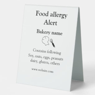 Plaque De Table Alerte d'allergie alimentaire ajouter le nom texte