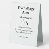 Plaque De Table Alerte d'allergie alimentaire ajouter le nom texte (Verso)