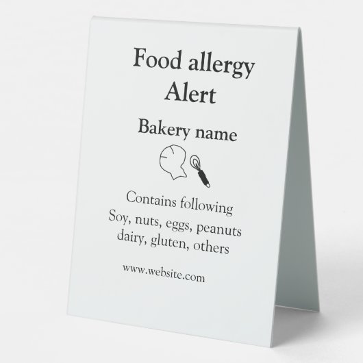 Plaque De Table Alerte d'allergie alimentaire ajouter le nom texte (Verso)