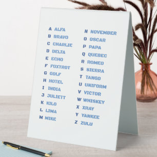 Plaque De Table Alphabet phonétique A-Z de l'OTAN Communication mi