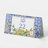 Plaque De Table Amalfi Italien Carreaux Bleus Citron Mariage (Recto)