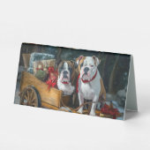 Plaque De Table American Staffordshire Snowy Sleigh Noël (Verso)