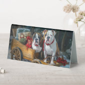 Plaque De Table American Staffordshire Snowy Sleigh Noël (En SItu (Tableau))