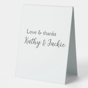 Plaque De Table Amour & merci nom du couple mariage simple minimal