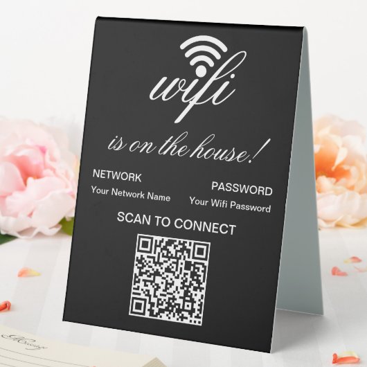 Plaque De Table Analyse Internet Wi-Fi de code QR personnalisée po (In SItu (Mariage))