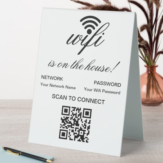 Plaque De Table Analyse Internet Wi-Fi de code QR personnalisée po (En SItu (Tableau))